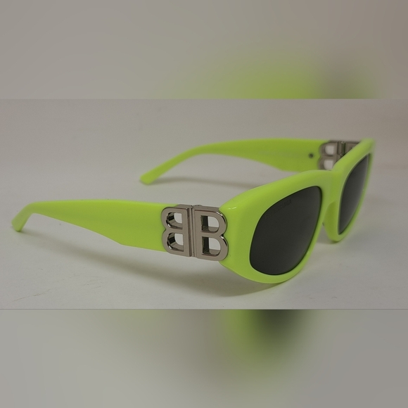 Balenciaga Sunglasses Yellow Gray BB Temples Oval Cat Eye BB0095S 53-19-135 XL - Picture 11 of 16